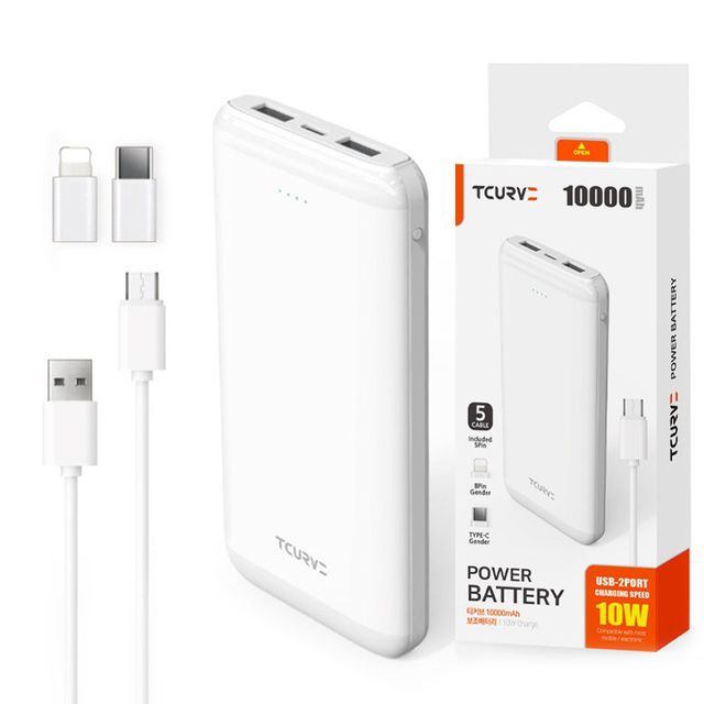 보조배터리 10000mAh 올인원 슬림 듀얼 스마트폰보조배터리 QTM-MP36A-10K