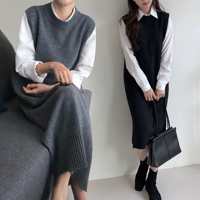 LEA-L.095 롱롱니트조끼