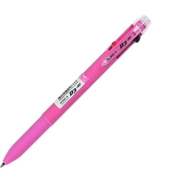 3색볼펜 0.5mm 핑크 필기감좋은볼펜 사은품볼펜 노크식볼펜 사무실볼펜