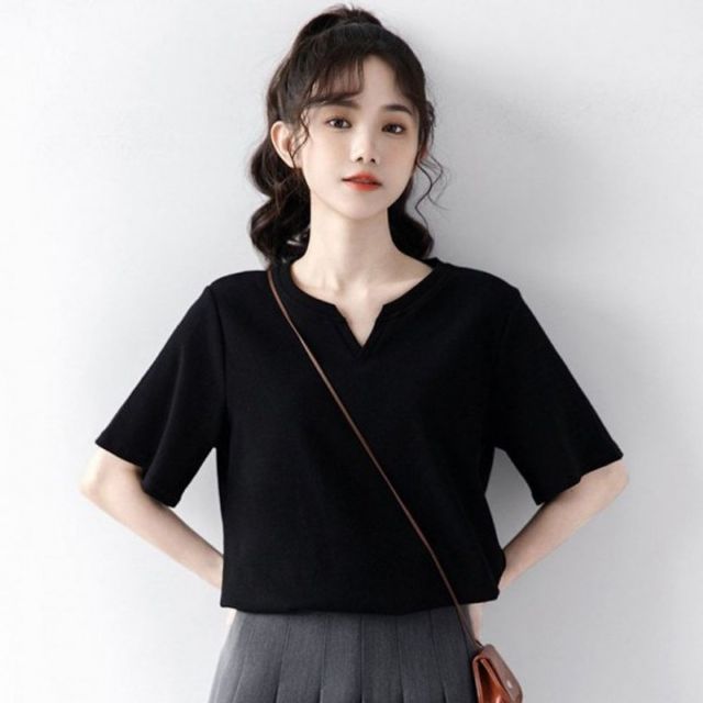 브이넥 깔끔 기본 반팔티 베이직 빅사이즈 여름 티셔츠