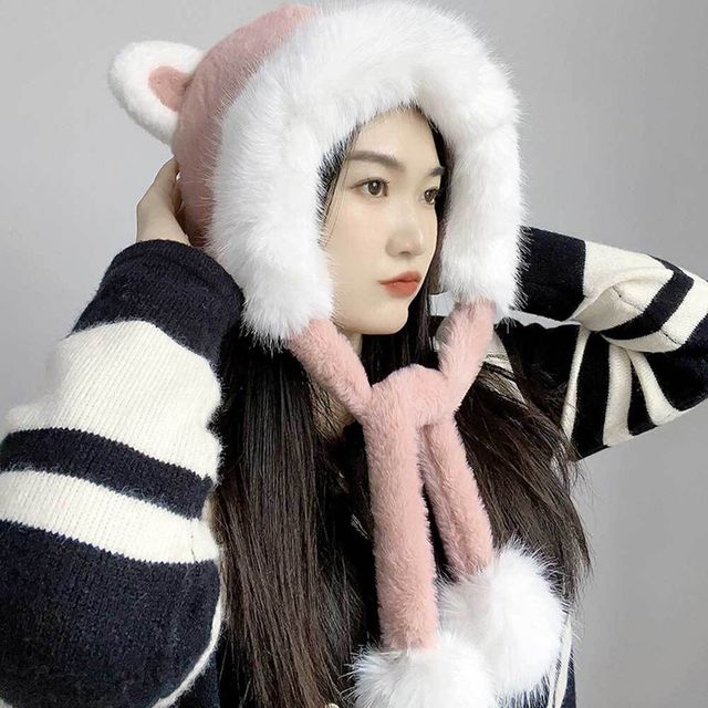 핑크 귀달이 모자 곰돌이 군밤 귀마개 귀도리 겨울