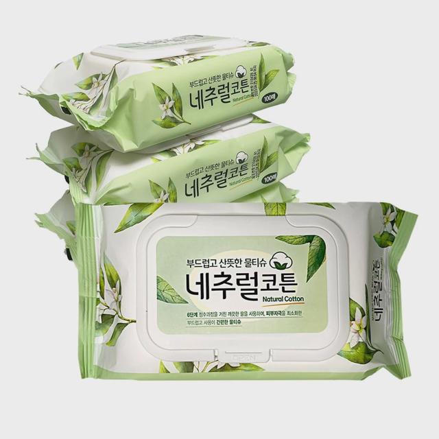네추럴코튼 물티슈(100매) 낱개1개