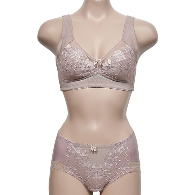 자수 레이스 여성 A컵 노와이어 보정브라 팬티 세트