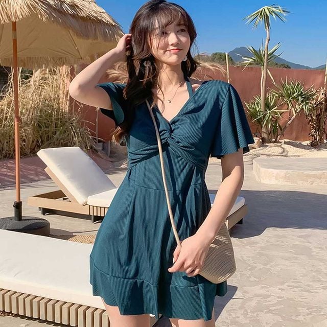 홀터넥 수영복 러플 오프숄더 여성스러운수영복