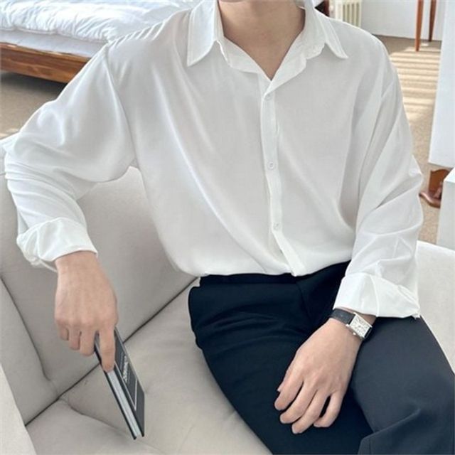 루즈핏 남성 긴 팔 셔츠 캐주얼 남성 오버핏 셔츠 블라우스