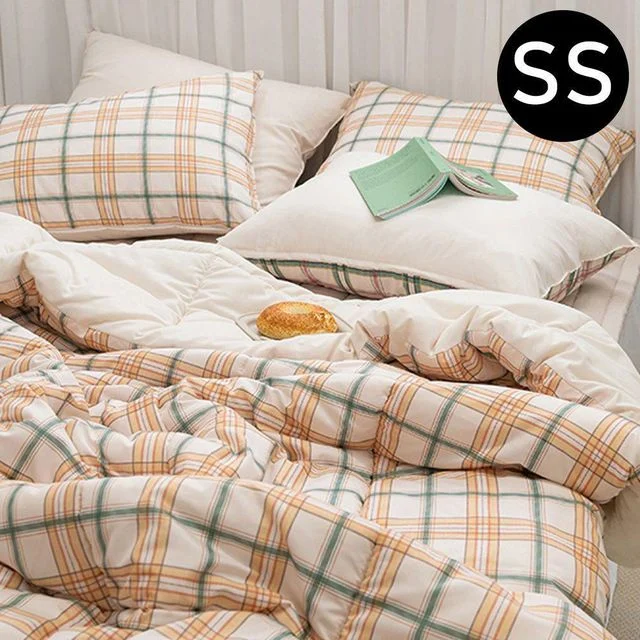 체크 차렵이불 베개커버세트 슈퍼싱글 SS 허니치즈