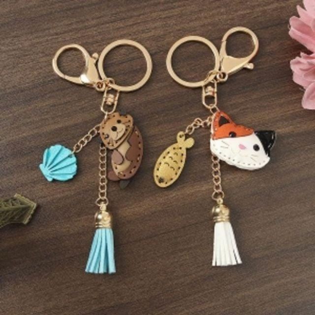 고양이 키링 열쇠고리 차키링 링 홀더