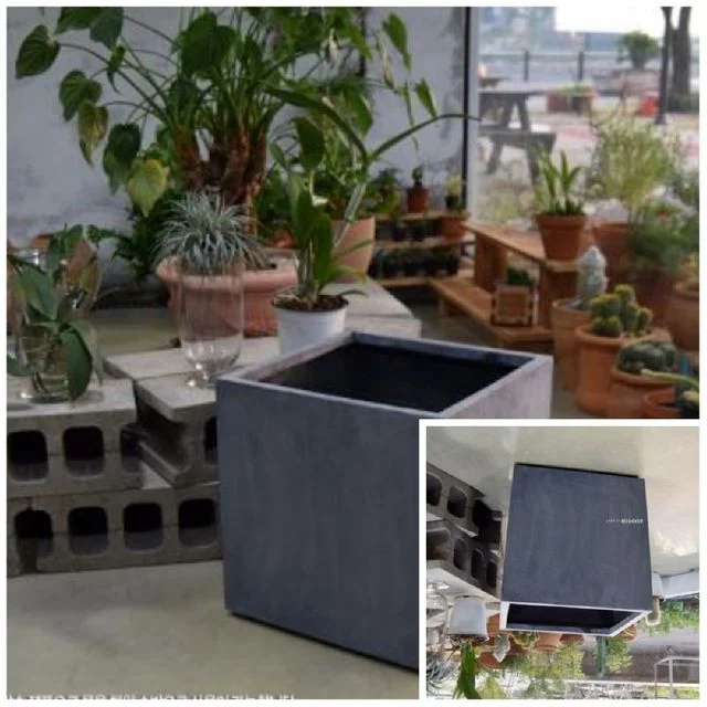 초대형화분 정사각 D60 60x60cm 네추럴시멘트 정사각화분 플라스틱화분 큰화분 식물인테리어