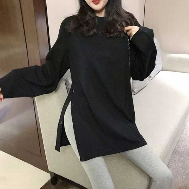 오버핏 검정 캐주얼 데일리룩 티셔츠 가을 봄옷