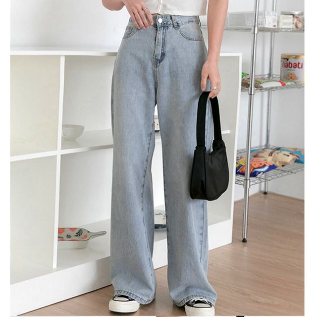 여성 데일리 빈티지 와이드 일자핏 데님 팬츠 청바지