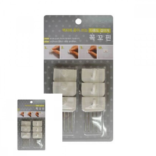 걸이개 소품걸이 6개 벽꽂이 못없이액자걸기