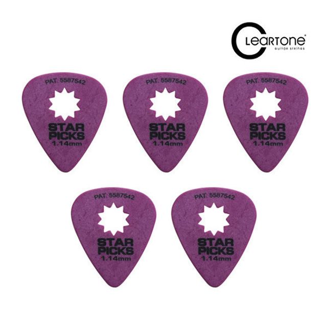 Purple 피크 세트 1.14mm StarPick 5개 - 기타 베이스 우쿨레레용 고밀도 피크