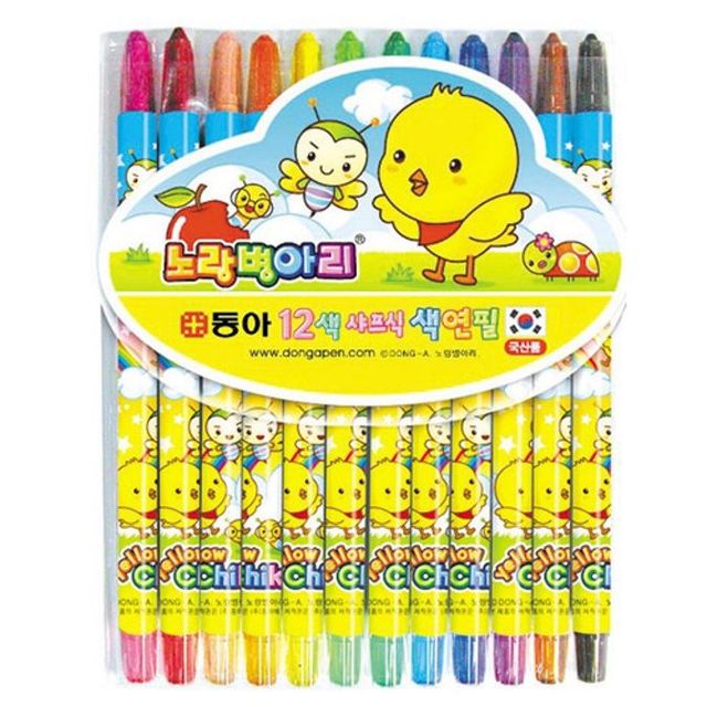 오피스용품 문구 샤프식색연필 12색돌돌이노랑병아리