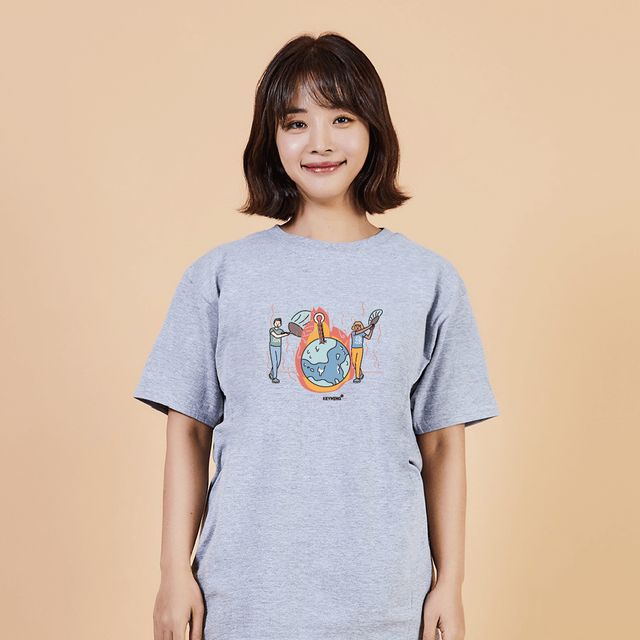 키밍 지구 온난화 여름반팔티 그래픽티셔츠