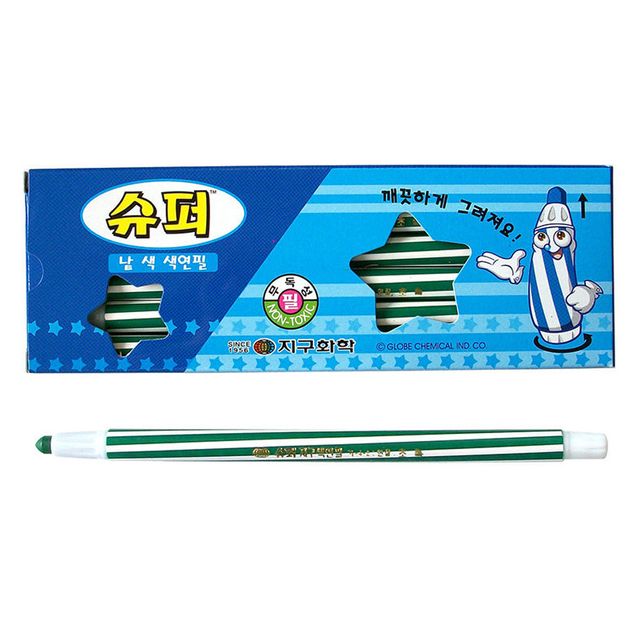 지구화학 슈퍼 낱색 색연필 12자루 1다스 초록