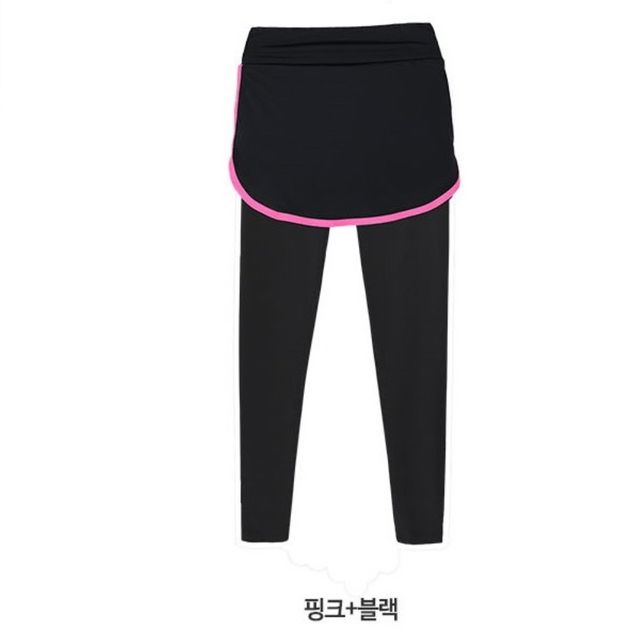 여성 스포츠 웨어 9부 치마 레쉬가드 레깅스 핑크블랙