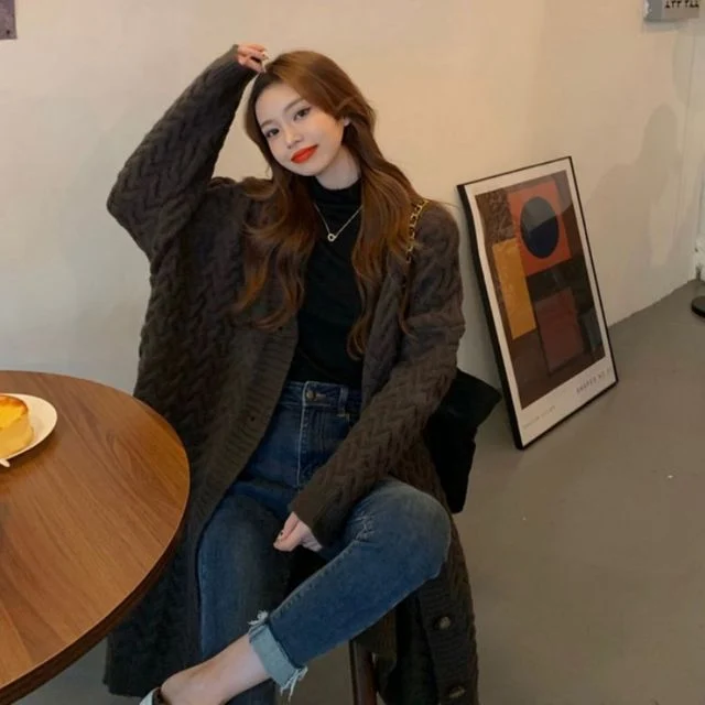 꽈배기 롱가디건 여성 가디건 롱니트가디건 카디건 3