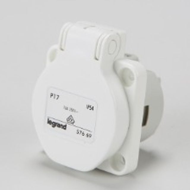 르그랑 판넬 소켓 1구 콘센트 2P+E 16A 250V 57669 화이트 IP54