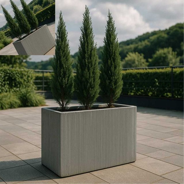 경량 시멘트 세로줄 직사각 화분 60x30x50cm 실외플랜터 대형화분 콘크리트소재 베란다조경용