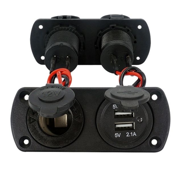 12V 차량용 매립형 2구 시거소켓+USB단자 DIY부자재
