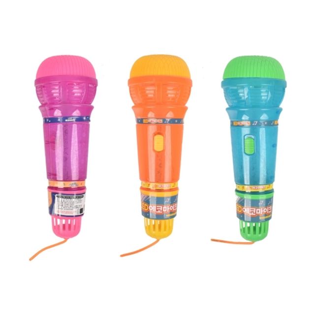 혜명몰 오렌지 LED 에코마이크 / 색상랜덤 - 갑 (6개입) LED장난감 키즈마이크 노래방장난감 노래놀이 마이