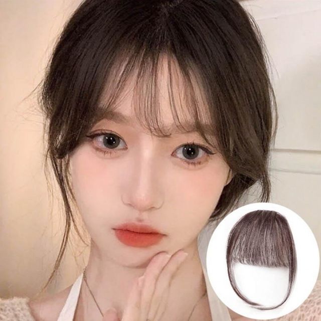 붙임 머리카락 피스 시스루 뱅 헤어피스 원형 가발
