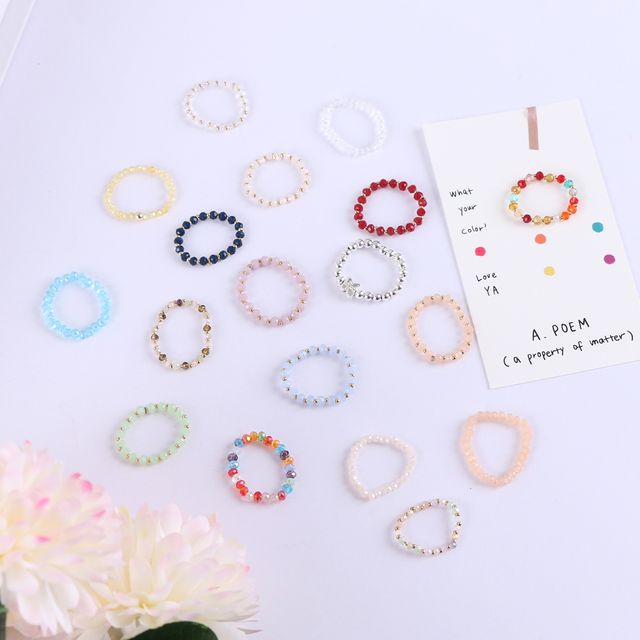 21color 천연 원석 비즈 반지 링/동백이 담수진주