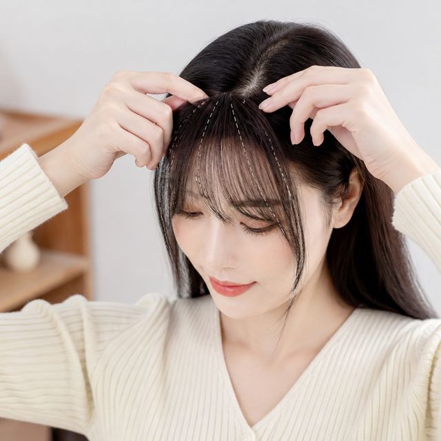 여성 가발 앞머리 피스 붙임머리 헤어 스타일링 2color