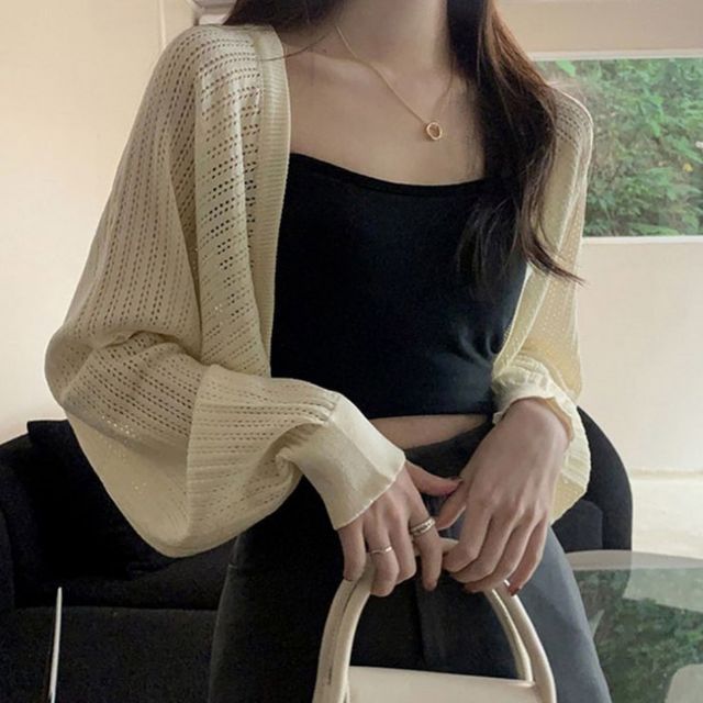 여성 여름 펀칭 니트가디건 볼레로 가디건 숏가디건