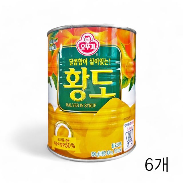 WL 오뚜기 황도캔 800g X 6개 과일통조림 복숭아조림 화채 식자재 복숭아캔 복숭아통조림