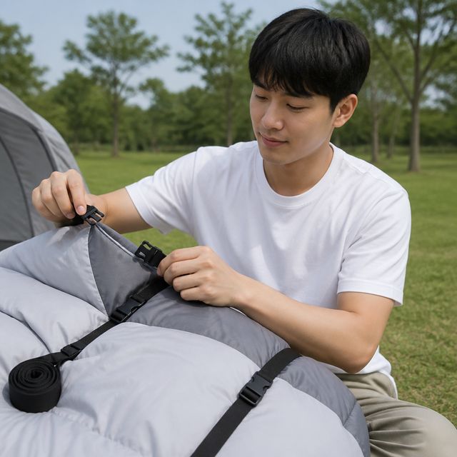 이불 고정 밴드 캠핑 침낭 버클 스트랩 웨빙 끈 정리 용품