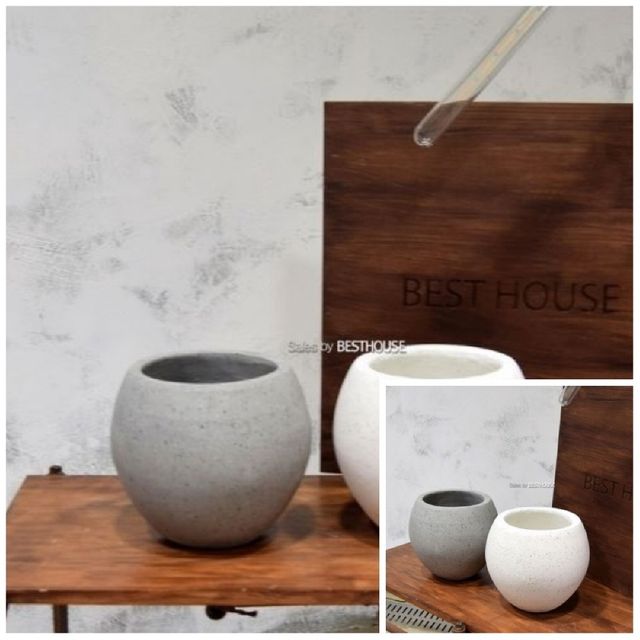 시멘트 대리석무늬 볼원형 19x20cm 화분 식물인테리어 인테리어화분 인테리어화분바구니 인테리어조화화분