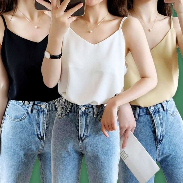 이너 여성 여름 나시 끈 여성민소매티 슬리브리스 티