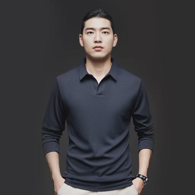 남자 가을 오픈 카라티 정장 이너 긴팔 티셔츠