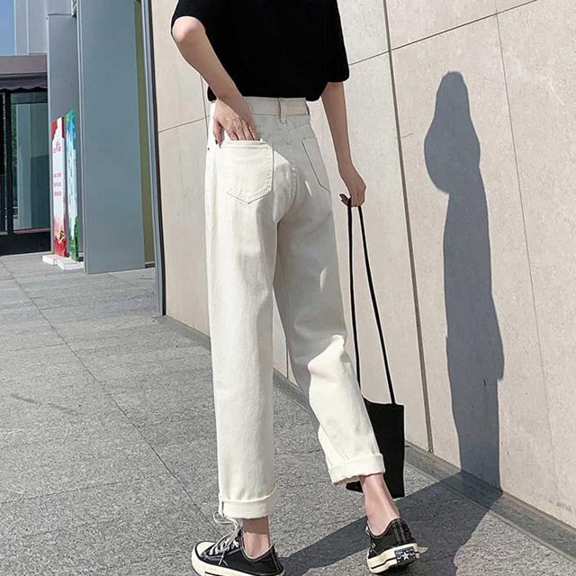 여자 단정 편안한 코디 스트레이트진 일자 롤업 팬츠