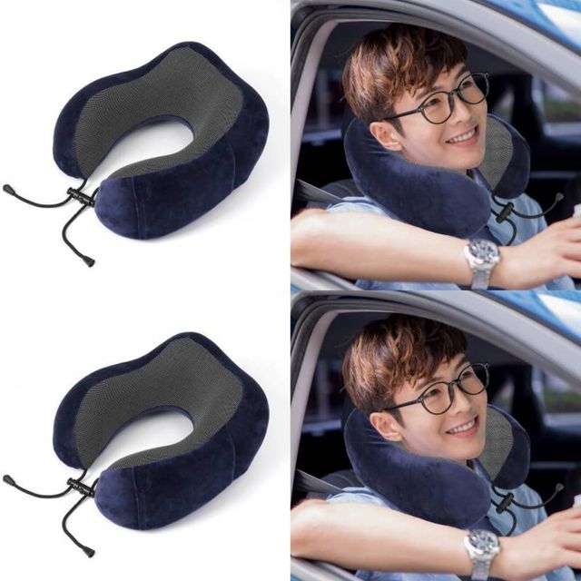 메모리폼 목베개 3종세트 네이비 기내용목베개 휴대용목베개