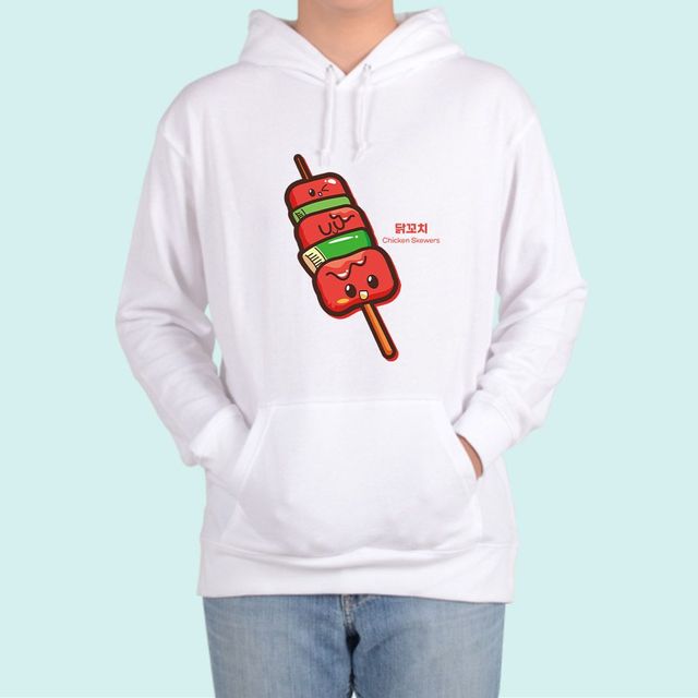 헤비후드티 전색상 야식 배달음식 닭꼬치 그림 프린트