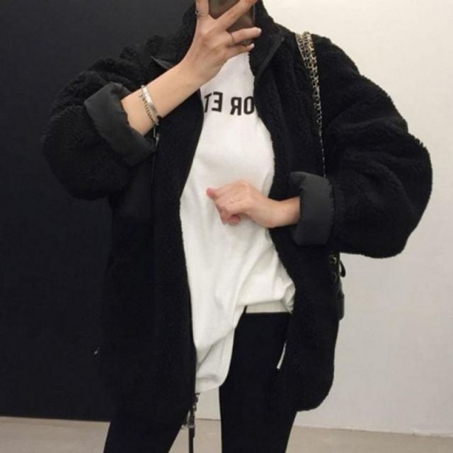 걸스 데일리 리버시블 레트로 양털 베이직 아우터 뽀글이자켓 뽀글이 보아 털점퍼털자켓