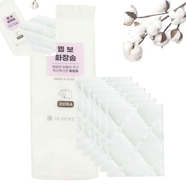 인파우치 엠보화장솜 200매 화장솜대용량 대용량화장솜 순면화장솜 화장솜패드