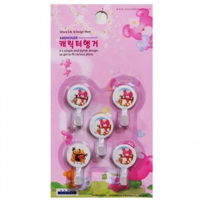 WL 접착형 원형 벽후크 5P 부착행거 다용도걸이 문후크