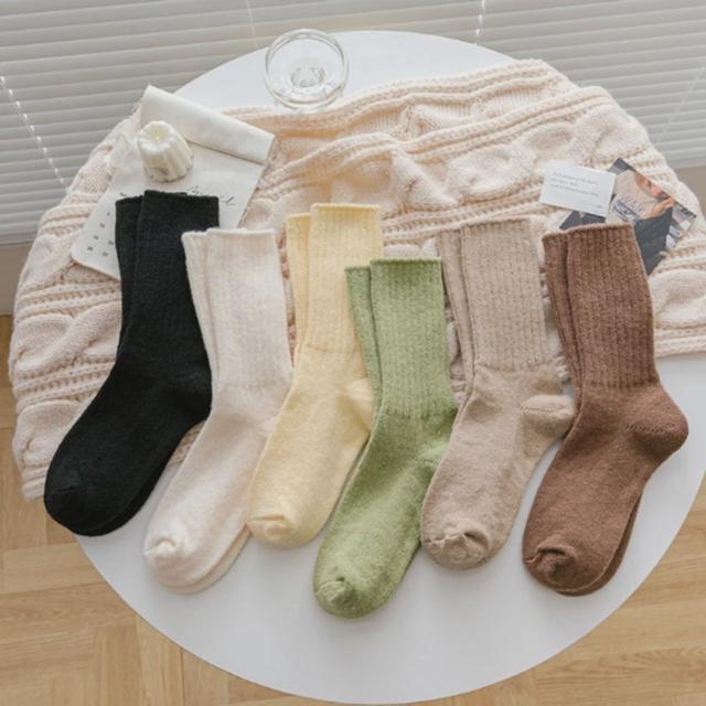 따뜻한 울 니트 중목 장목 양말 굵은 골지 겨울양말