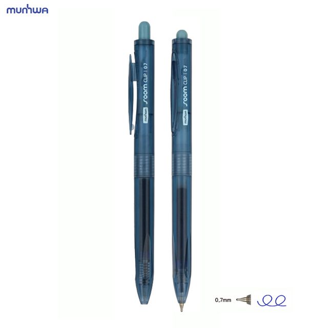 문화연필 숨클립 볼펜 0.7mm 파랑색(유성) 1자루