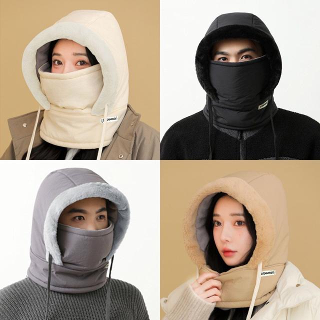 남녀공용 올인원 패딩 후드 넥워머 - 겨울 방한 마스크