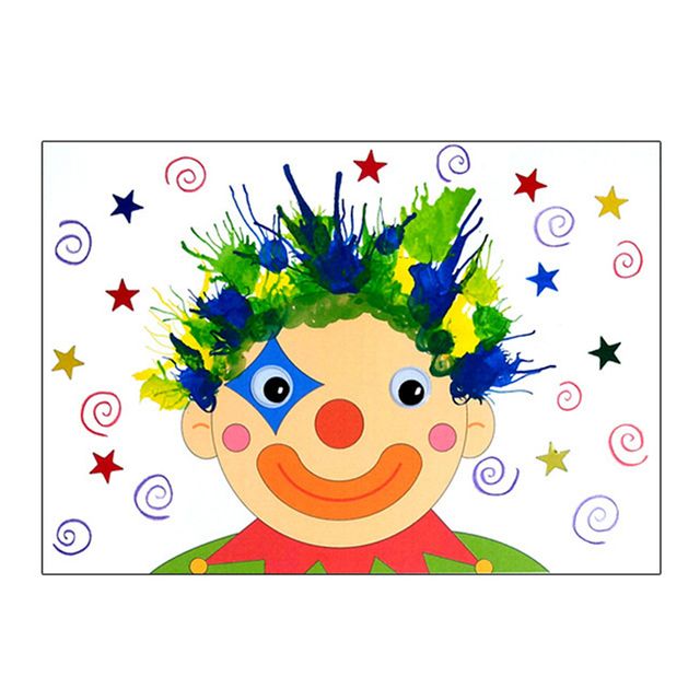 만들기그림 물감 폭탄머리 삐에로 표현하기