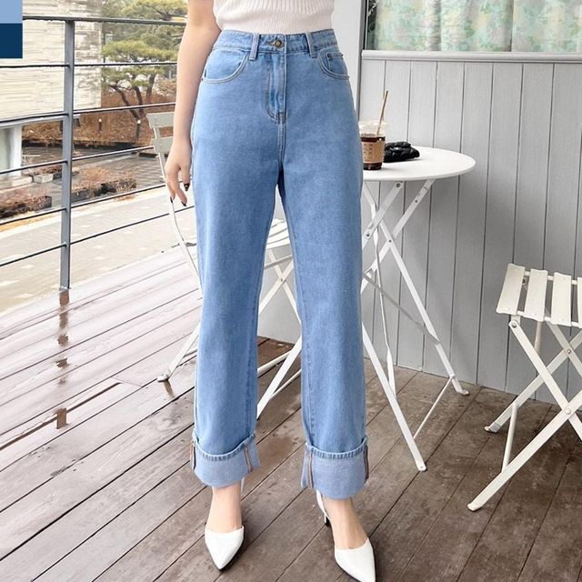 여성 루즈핏 롤업 데님팬츠 바지 하의