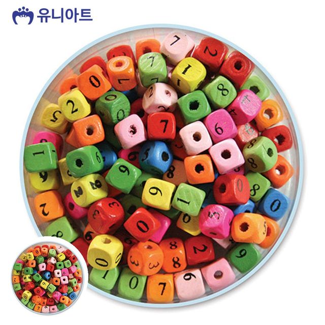 만들기수업 공예재료 모양비즈 10번 나무비즈 숫자