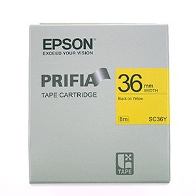 엡손 라벨테이프 36mm SC36Y 황흑색 - 높은 가시성 경고 라벨