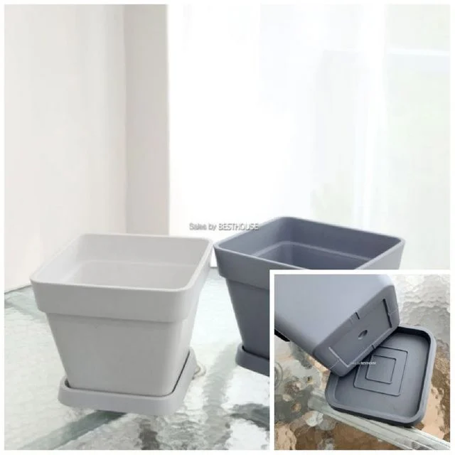 고강도 플라스틱 표준정사각 화분 21x21x18cm 원형화분 식물화분 거실화분 원예용품