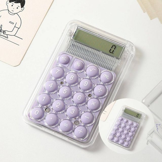 투명 미니 계산기 퍼플 일반계산기 예쁜투명계산기