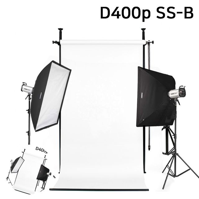 사진촬영조명 led조명세트 사진조명 스튜디오 촬영 세트 D400p SS-B 고정형 배경시스템 배경지135cm 화이트